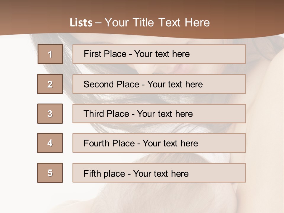Picture Of Happy Mother With Baby Over White PowerPoint Template