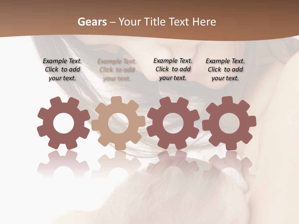 Picture Of Happy Mother With Baby Over White PowerPoint Template