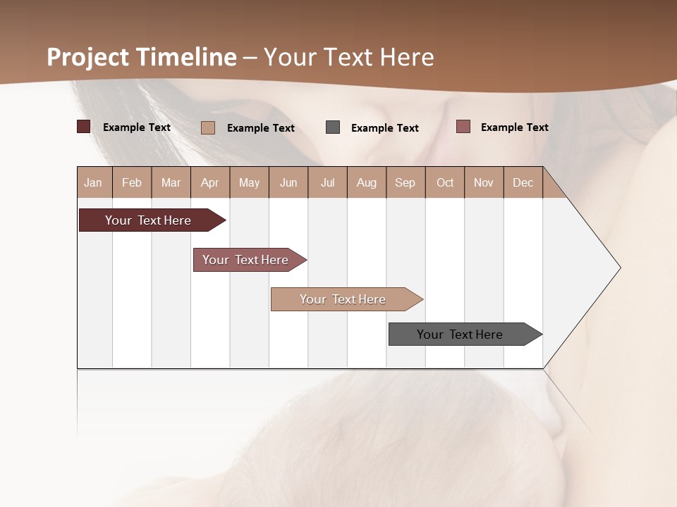 Picture Of Happy Mother With Baby Over White PowerPoint Template