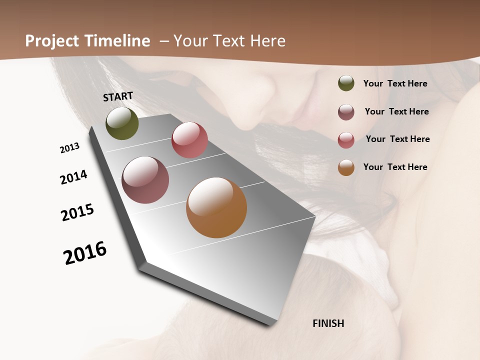 Picture Of Happy Mother With Baby Over White PowerPoint Template