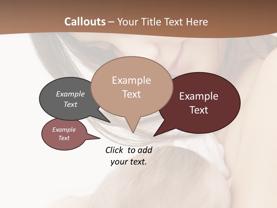 Picture Of Happy Mother With Baby Over White PowerPoint Template