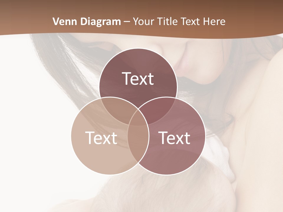 Picture Of Happy Mother With Baby Over White PowerPoint Template