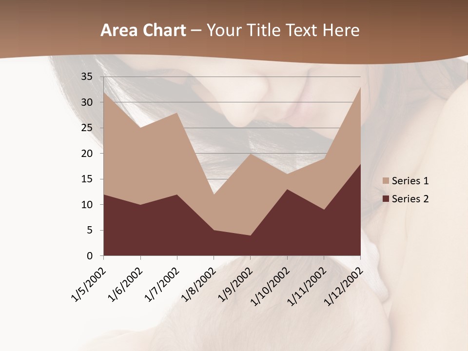 Picture Of Happy Mother With Baby Over White PowerPoint Template