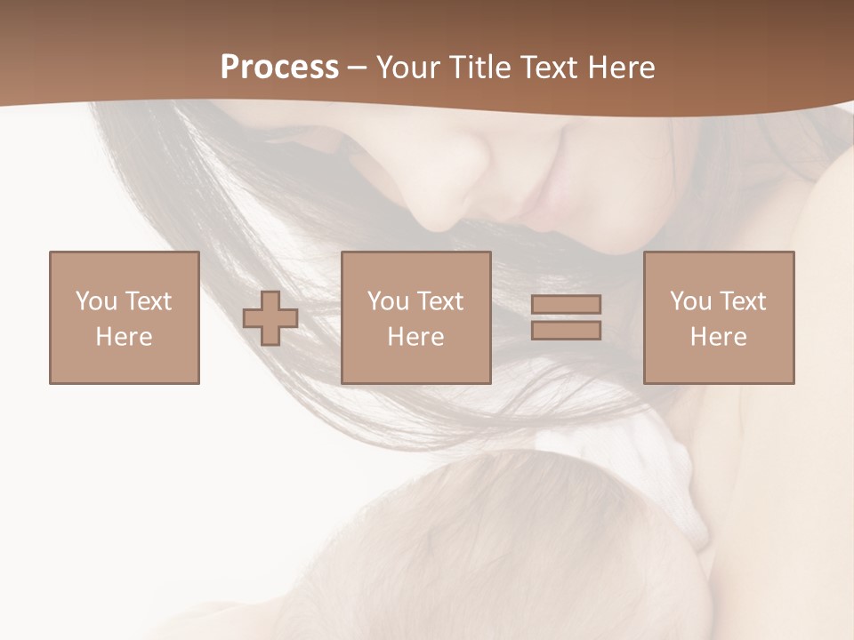 Picture Of Happy Mother With Baby Over White PowerPoint Template