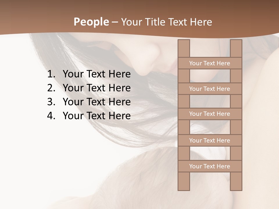 Picture Of Happy Mother With Baby Over White PowerPoint Template