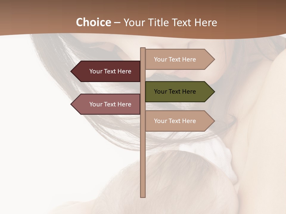 Picture Of Happy Mother With Baby Over White PowerPoint Template