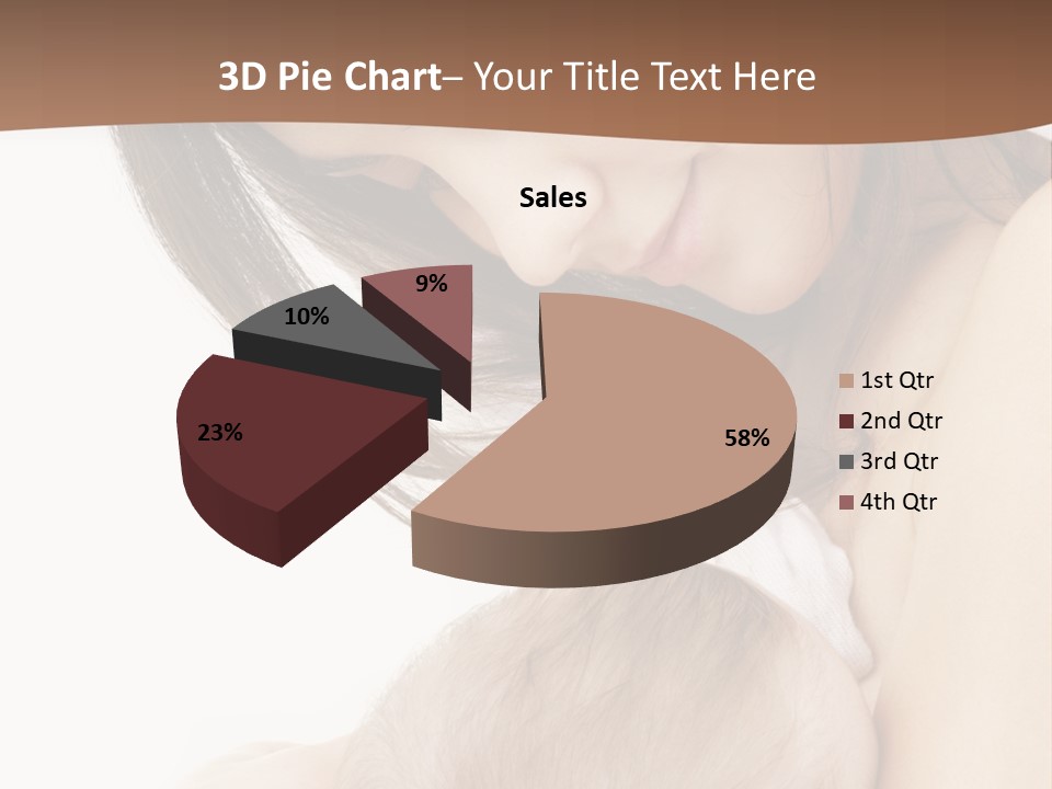 Picture Of Happy Mother With Baby Over White PowerPoint Template