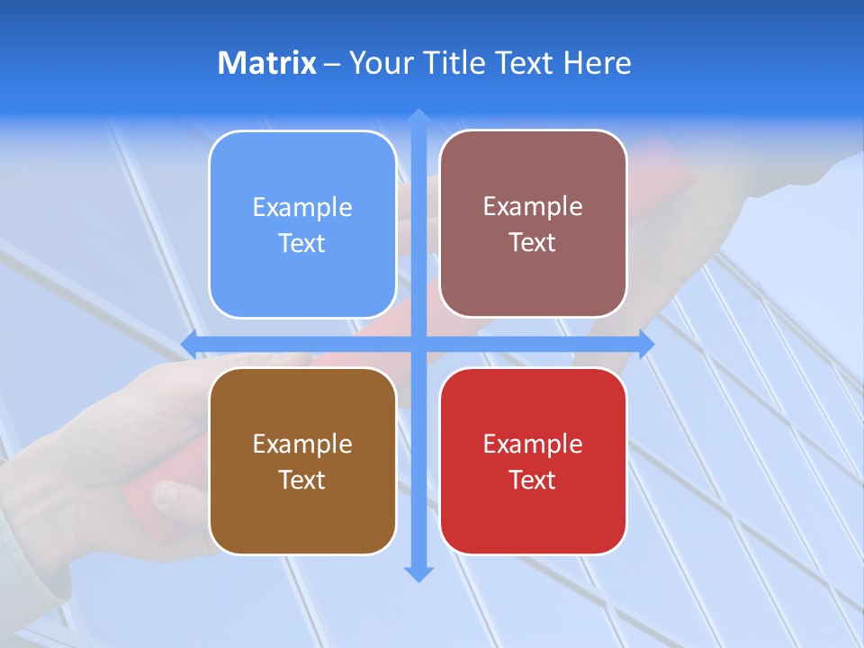 One Businessman Passing A Red Baton To Another Businessman Over Blue Office Building. Symbol Of Teamwork, Helping And Partnership. PowerPoint Template