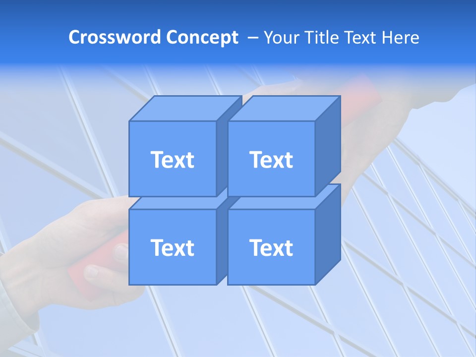 One Businessman Passing A Red Baton To Another Businessman Over Blue Office Building. Symbol Of Teamwork, Helping And Partnership. PowerPoint Template
