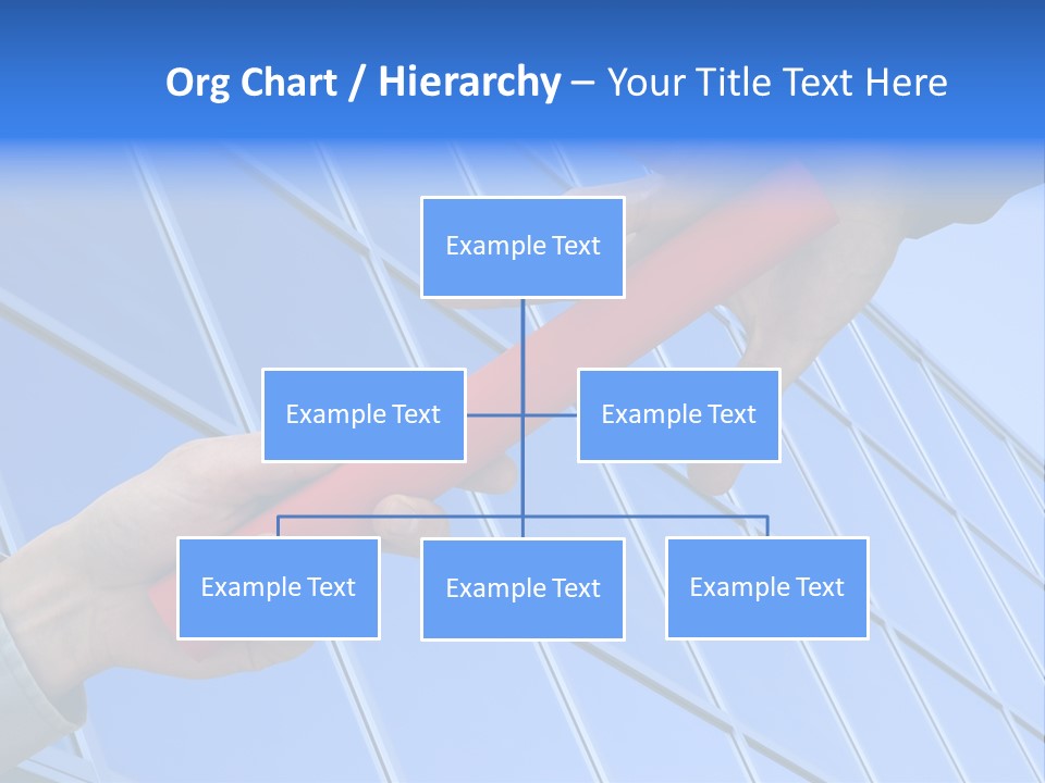 One Businessman Passing A Red Baton To Another Businessman Over Blue Office Building. Symbol Of Teamwork, Helping And Partnership. PowerPoint Template