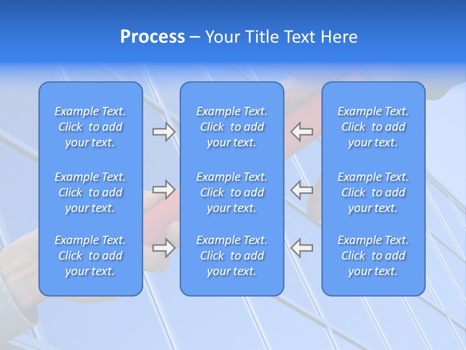 One Businessman Passing A Red Baton To Another Businessman Over Blue Office Building. Symbol Of Teamwork, Helping And Partnership. PowerPoint Template