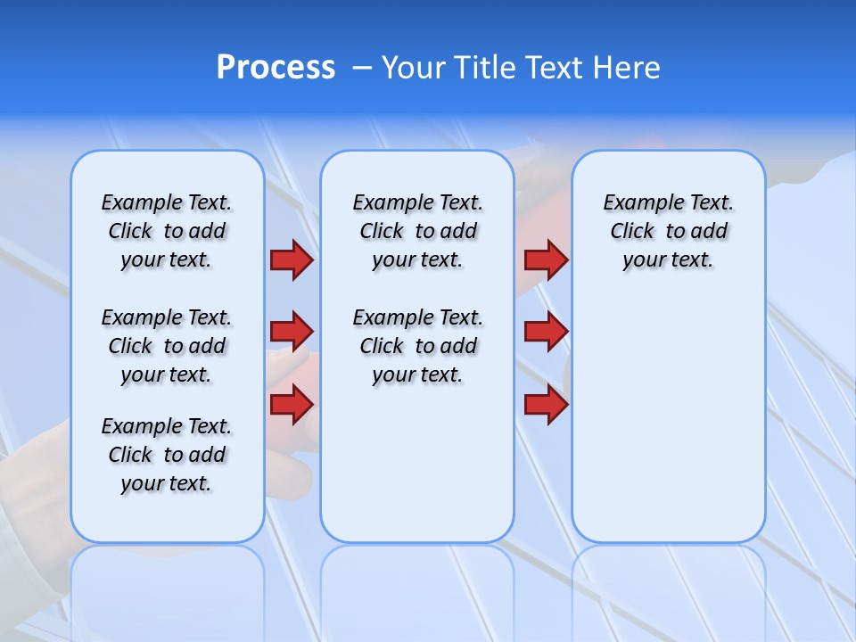 One Businessman Passing A Red Baton To Another Businessman Over Blue Office Building. Symbol Of Teamwork, Helping And Partnership. PowerPoint Template