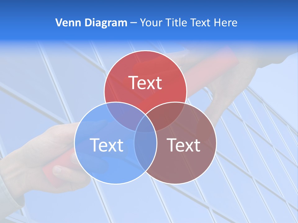 One Businessman Passing A Red Baton To Another Businessman Over Blue Office Building. Symbol Of Teamwork, Helping And Partnership. PowerPoint Template