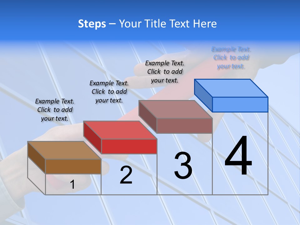 One Businessman Passing A Red Baton To Another Businessman Over Blue Office Building. Symbol Of Teamwork, Helping And Partnership. PowerPoint Template