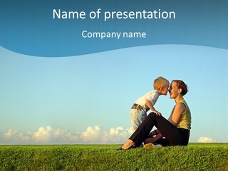 Mother With Son On Sundown Kiss By Nose PowerPoint Template