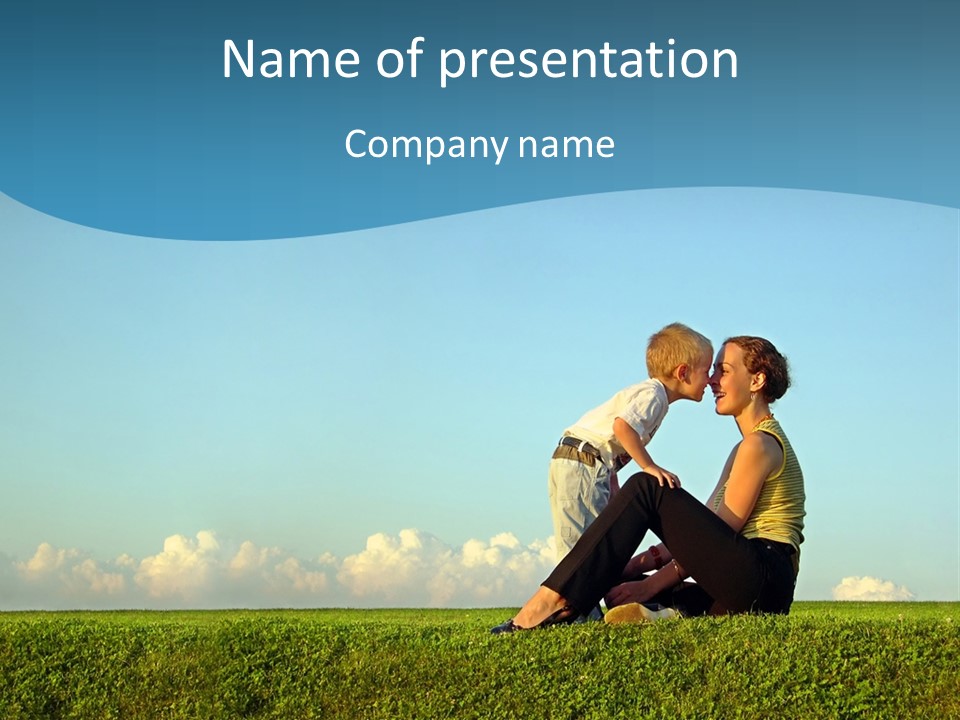 Mother With Son On Sundown Kiss By Nose PowerPoint Template