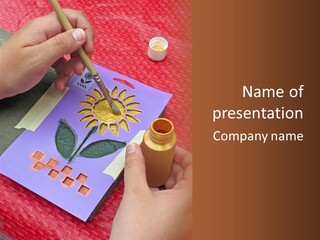 Hands Painting Stenciled Design PowerPoint Template