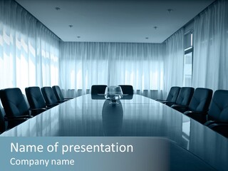 Meeting Room With Aquarium PowerPoint Template