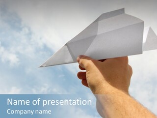 Paper Plane In Human Hand PowerPoint Template