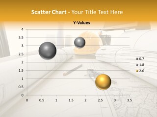 A Professional Desktop Of An Engineer With Drawings Computer. PowerPoint Template