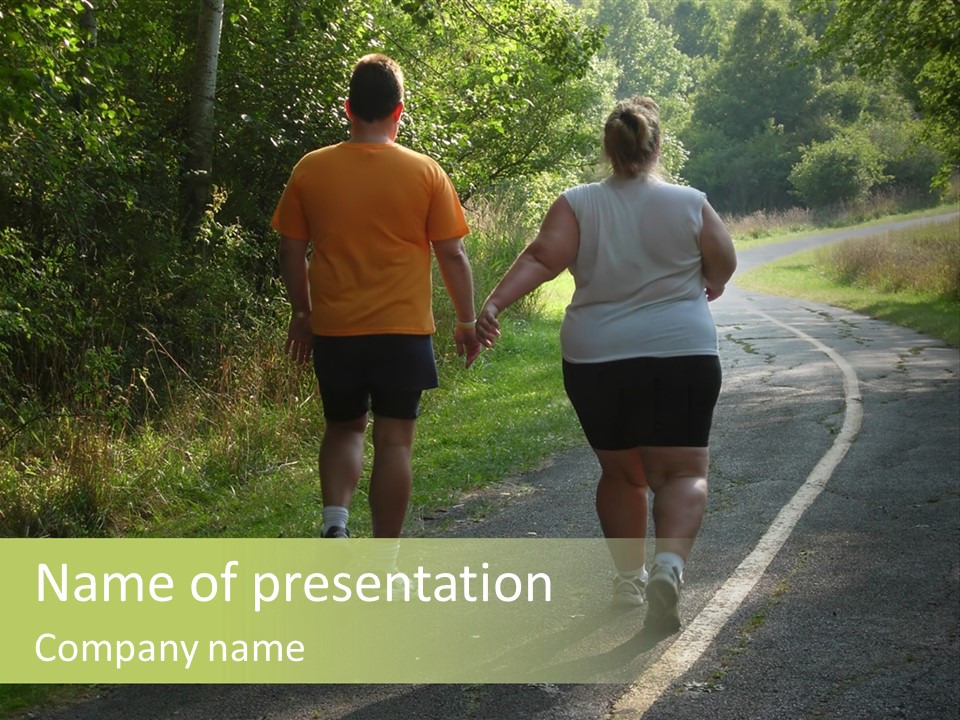 Large People Walking On Trail PowerPoint Template