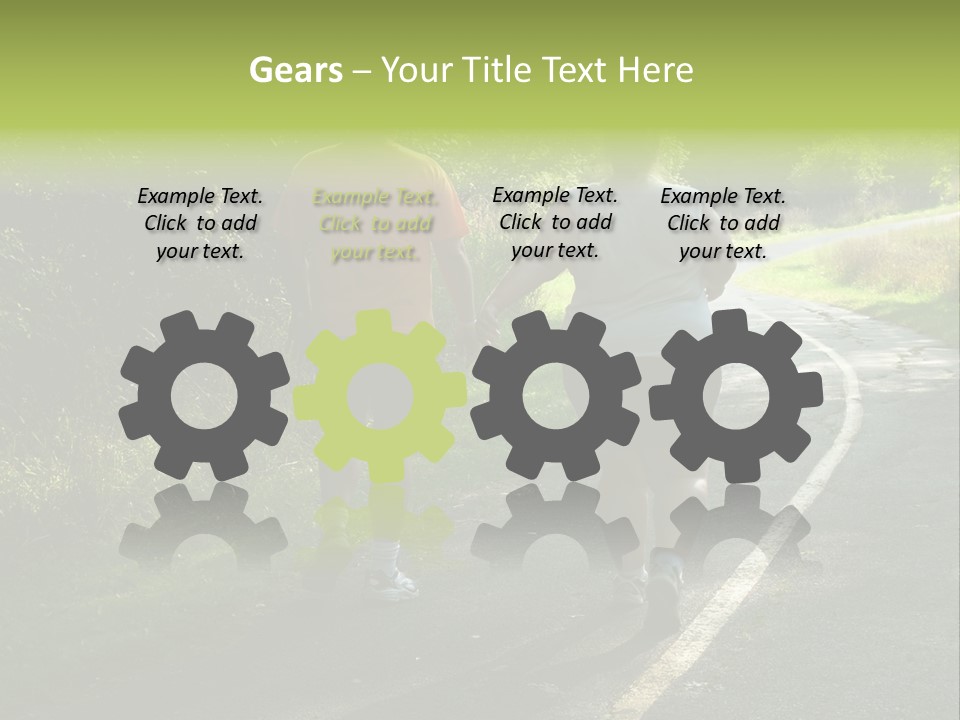 Large People Walking On Trail PowerPoint Template