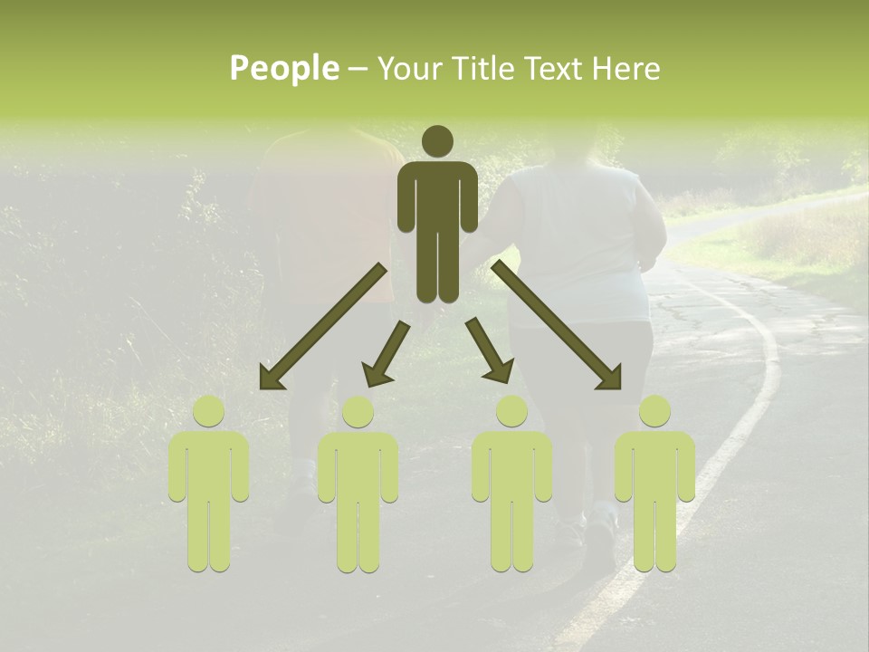 Large People Walking On Trail PowerPoint Template
