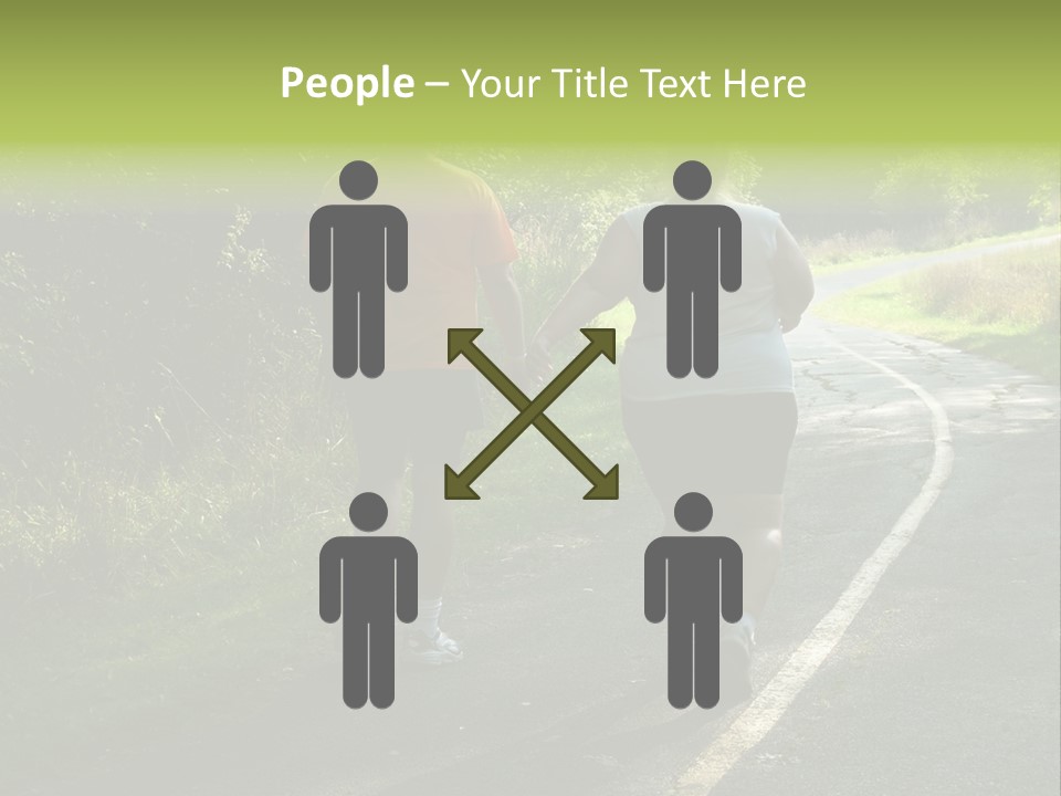 Large People Walking On Trail PowerPoint Template