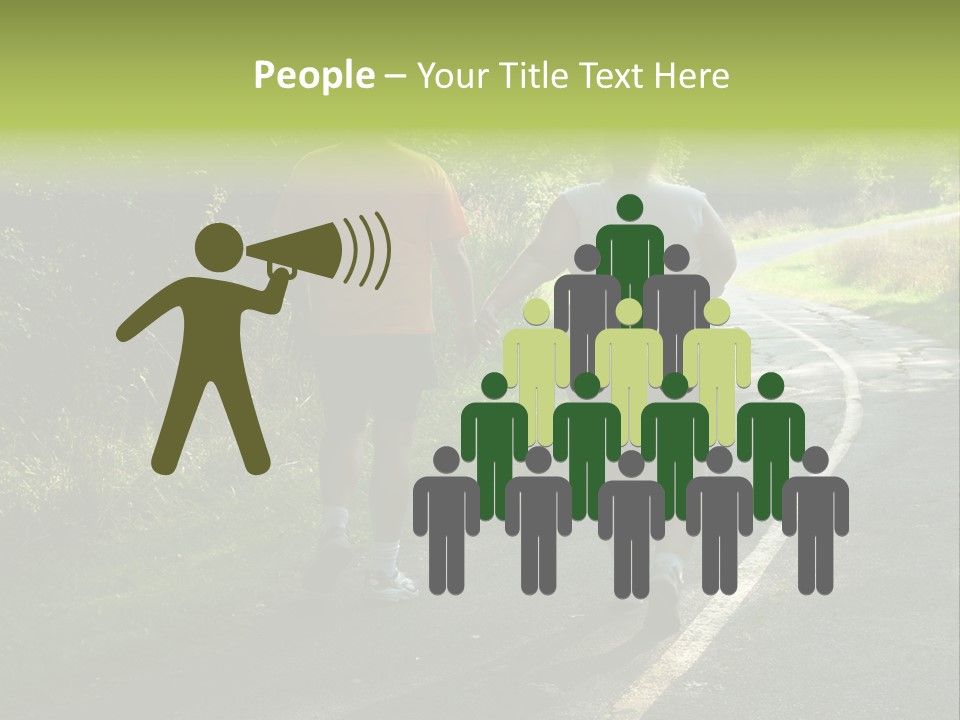 Large People Walking On Trail PowerPoint Template