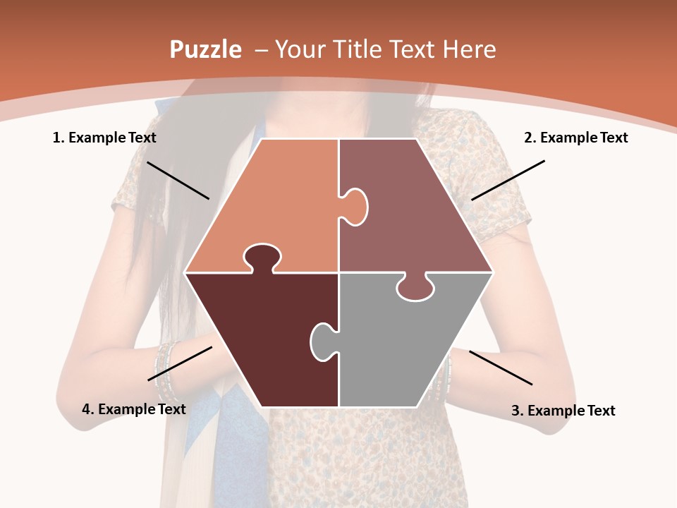 A Woman Standing With Her Hands Folded In Front Of Her Chest PowerPoint Template