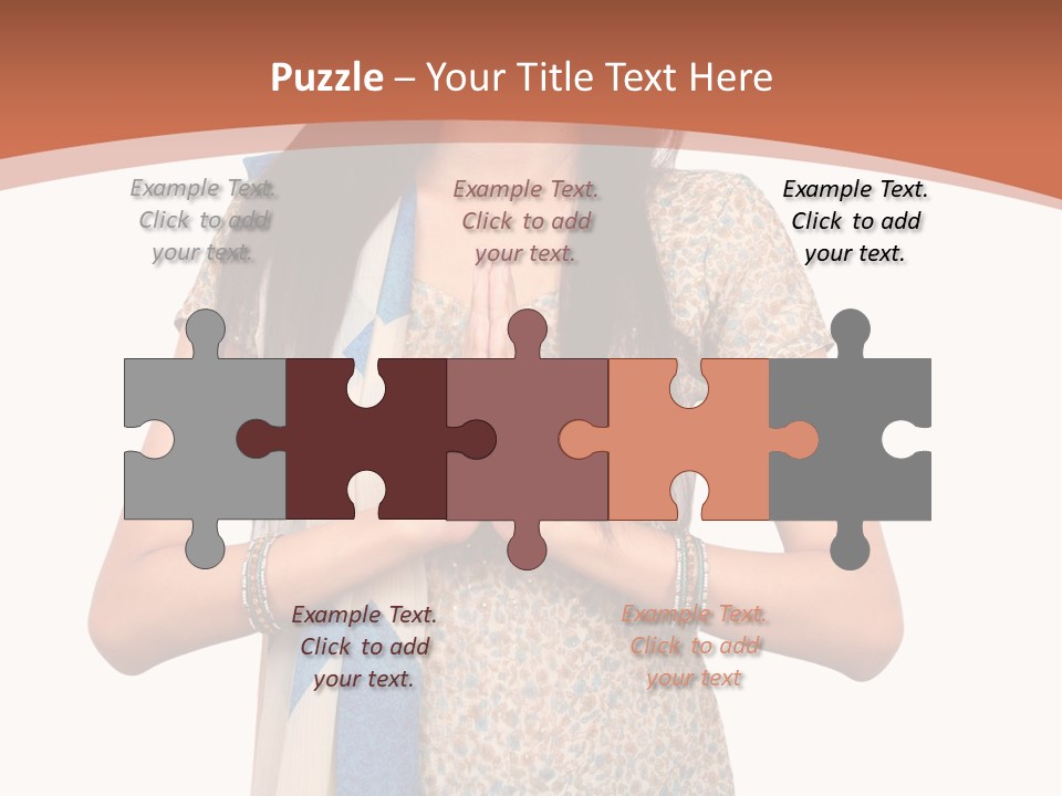 A Woman Standing With Her Hands Folded In Front Of Her Chest PowerPoint Template