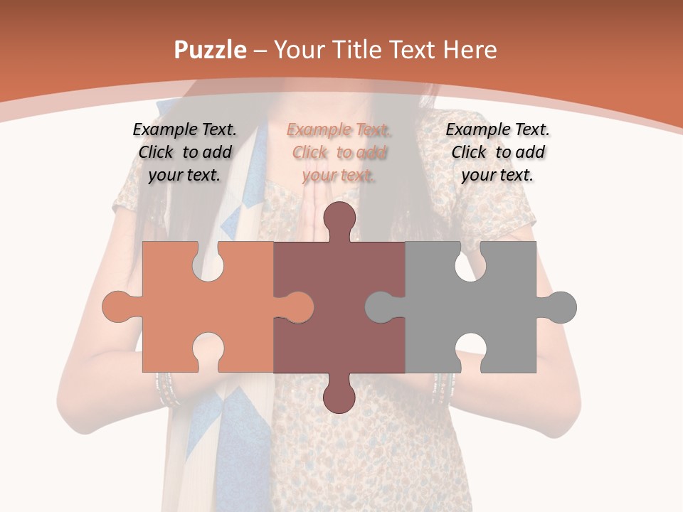 A Woman Standing With Her Hands Folded In Front Of Her Chest PowerPoint Template