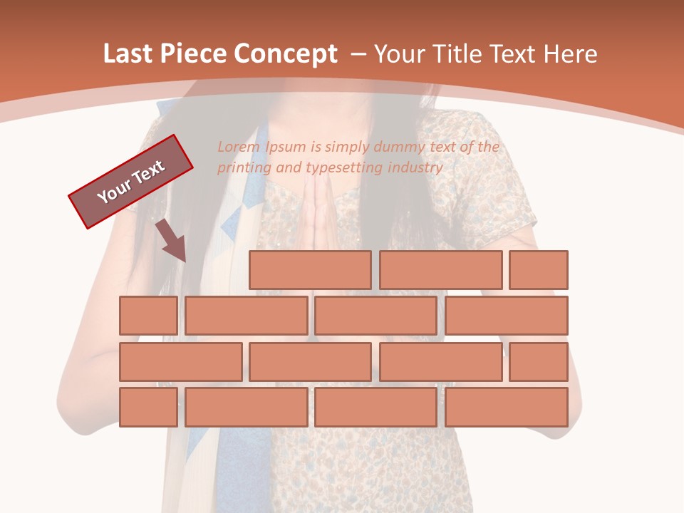 A Woman Standing With Her Hands Folded In Front Of Her Chest PowerPoint Template