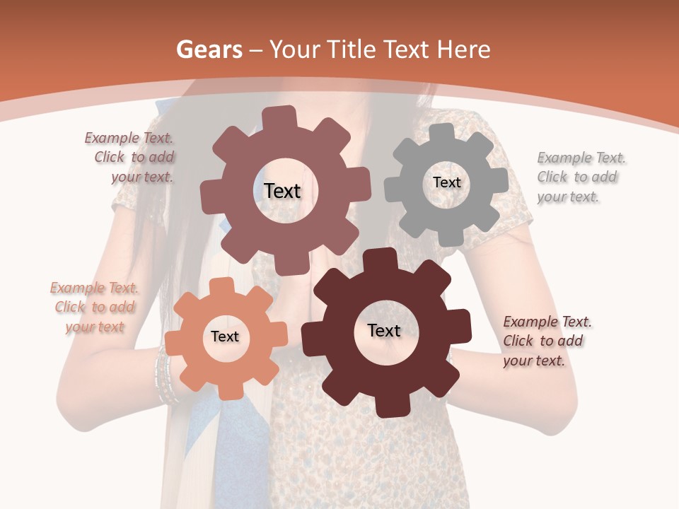 A Woman Standing With Her Hands Folded In Front Of Her Chest PowerPoint Template