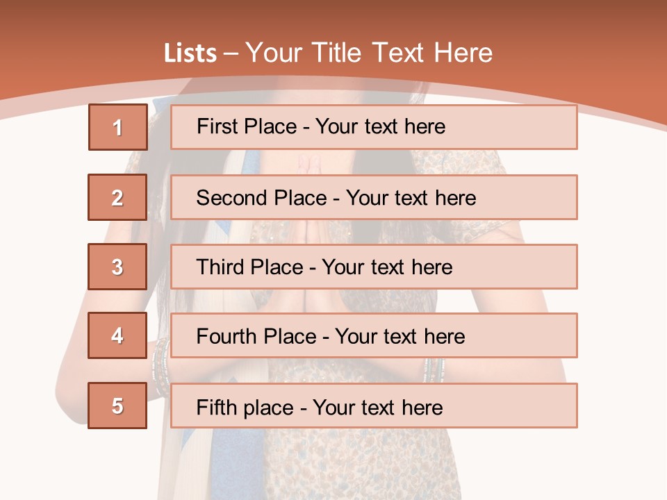 A Woman Standing With Her Hands Folded In Front Of Her Chest PowerPoint Template