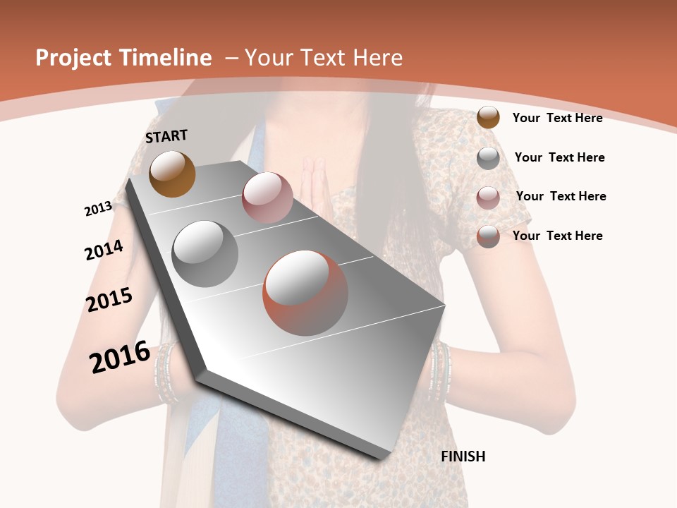 A Woman Standing With Her Hands Folded In Front Of Her Chest PowerPoint Template