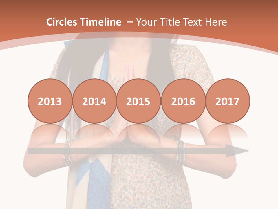 A Woman Standing With Her Hands Folded In Front Of Her Chest PowerPoint Template