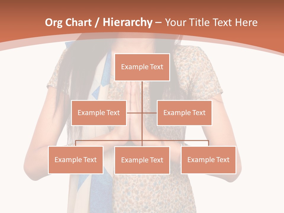A Woman Standing With Her Hands Folded In Front Of Her Chest PowerPoint Template