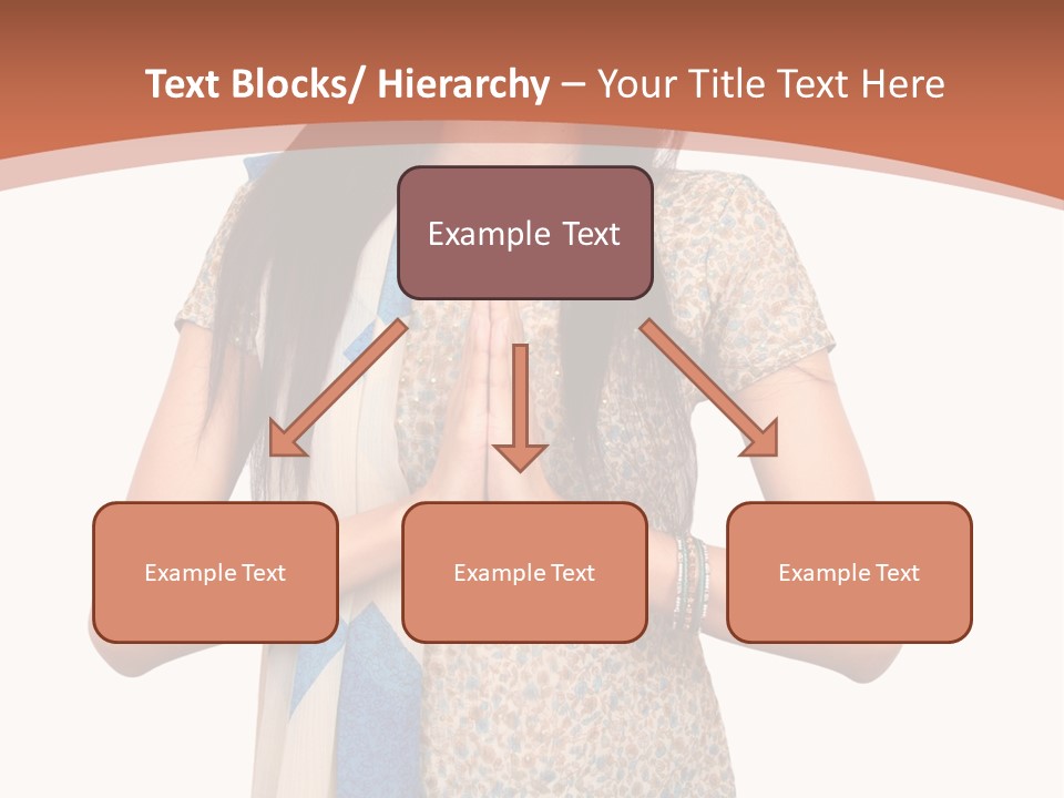 A Woman Standing With Her Hands Folded In Front Of Her Chest PowerPoint Template