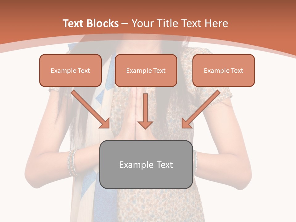 A Woman Standing With Her Hands Folded In Front Of Her Chest PowerPoint Template