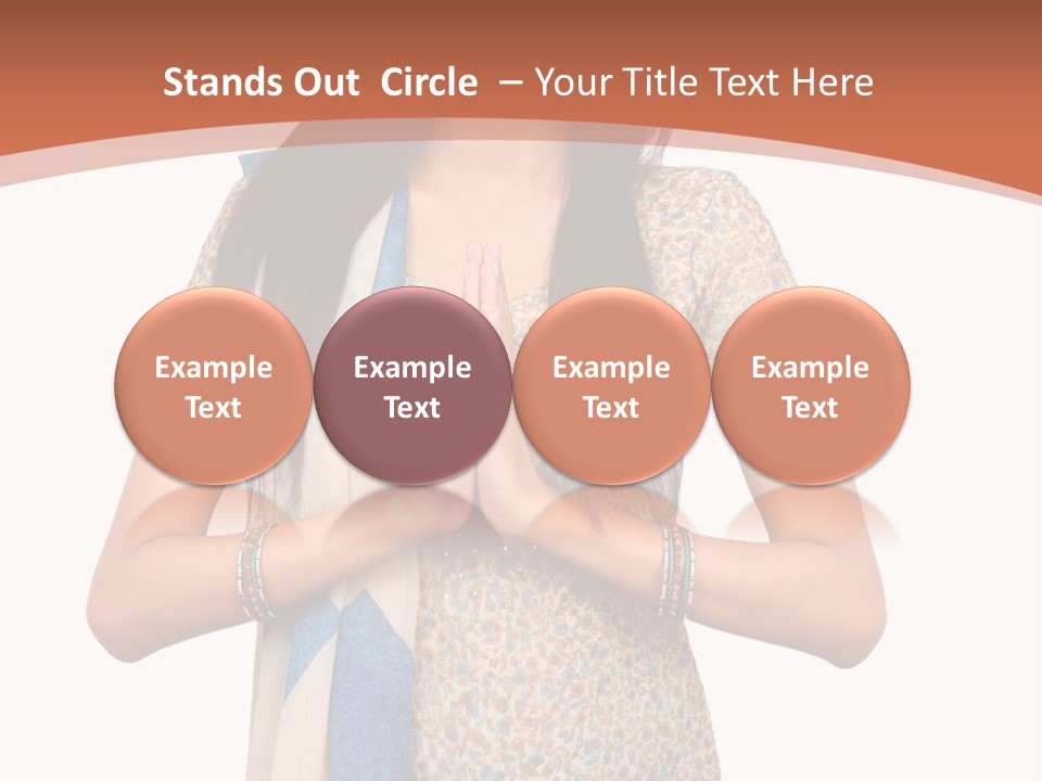 A Woman Standing With Her Hands Folded In Front Of Her Chest PowerPoint Template