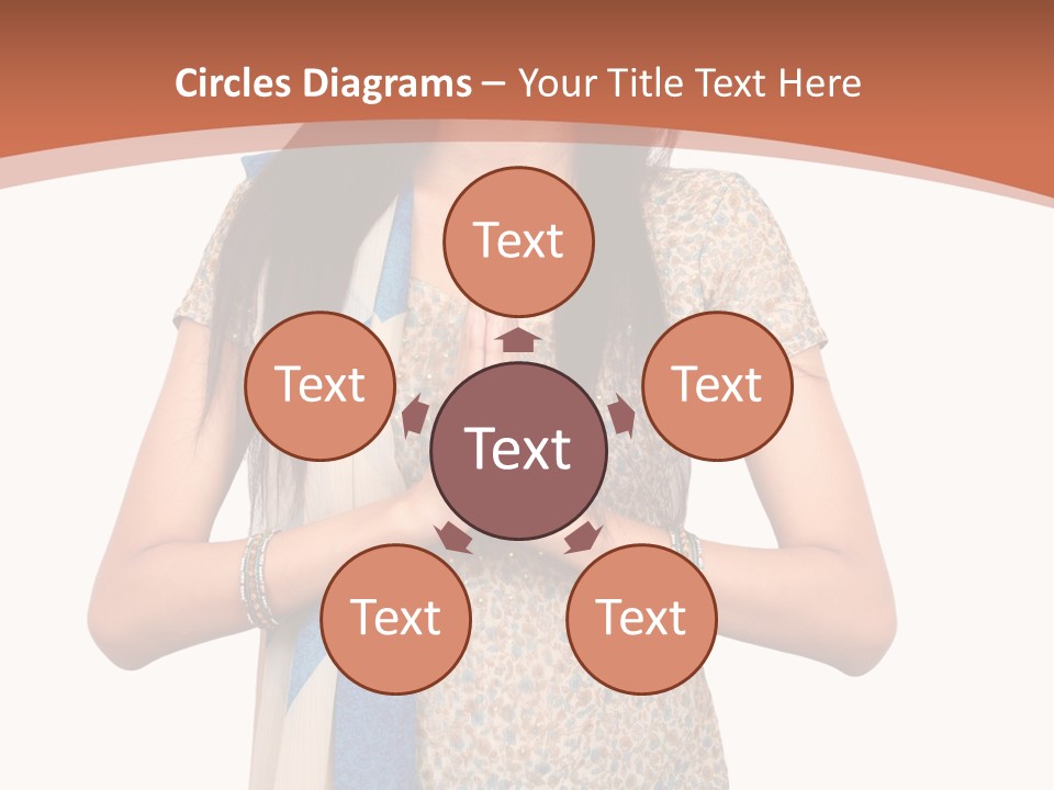 A Woman Standing With Her Hands Folded In Front Of Her Chest PowerPoint Template