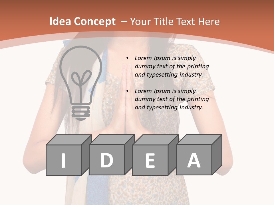 A Woman Standing With Her Hands Folded In Front Of Her Chest PowerPoint Template