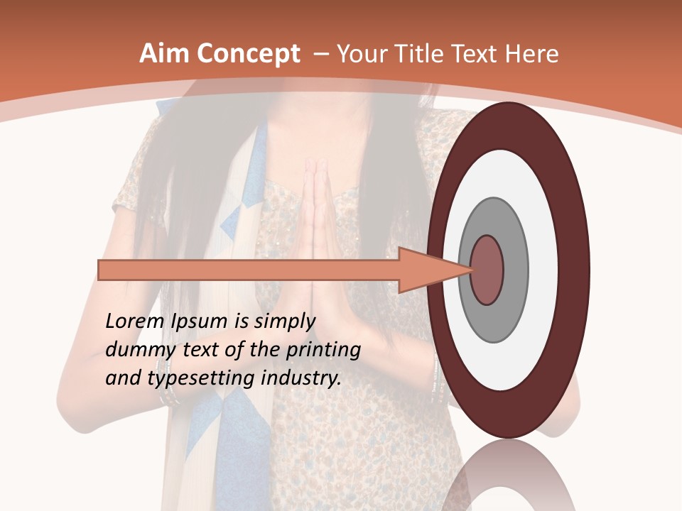 A Woman Standing With Her Hands Folded In Front Of Her Chest PowerPoint Template