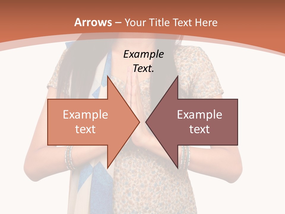 A Woman Standing With Her Hands Folded In Front Of Her Chest PowerPoint Template