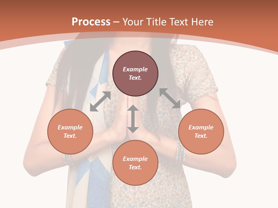 A Woman Standing With Her Hands Folded In Front Of Her Chest PowerPoint Template