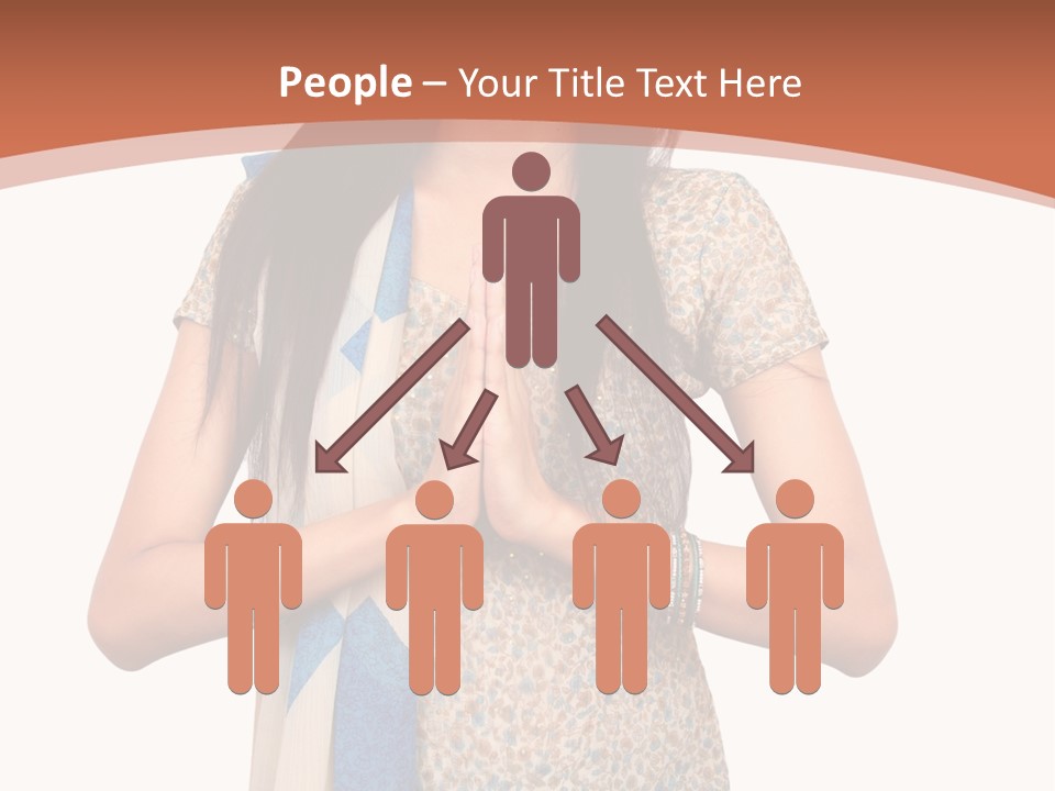 A Woman Standing With Her Hands Folded In Front Of Her Chest PowerPoint Template