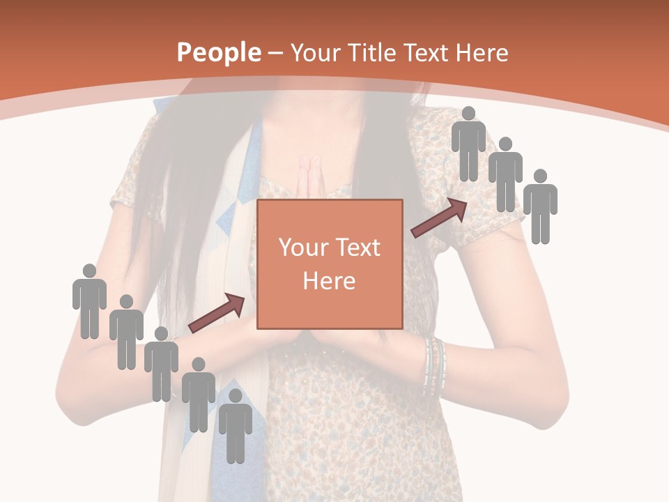 A Woman Standing With Her Hands Folded In Front Of Her Chest PowerPoint Template