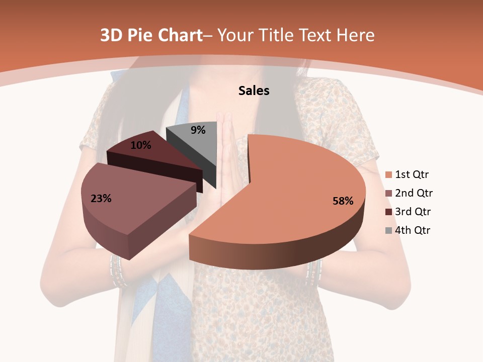 A Woman Standing With Her Hands Folded In Front Of Her Chest PowerPoint Template