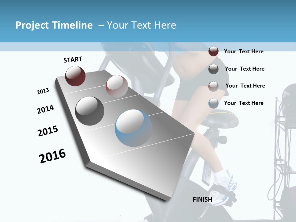 A Woman Is On A Stationary Exercise Bike PowerPoint Template